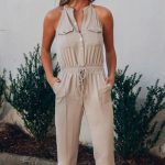 Classic button linen jumpsuit