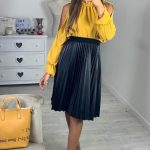 Πλισέ midi φούστα μαύρη