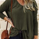V back knot μπλούζα χακί