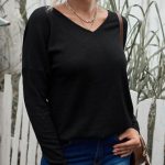 V back knot μπλούζα μαύρη