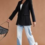 Slim line μεσάτο σακάκι μαύρο