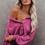 Hoodie με φαρδύ μανίκι magenta