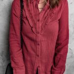 Ruffle romantic πουκάμισο μπορντό