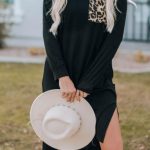 Side slits casual φόρεμα μαύρο