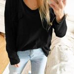 Casual μακρυμάνικο τοπ μαύρο