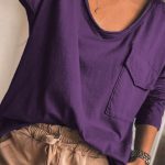 Casual μακρυμάνικο τοπ μωβ