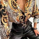 Gold leopard πουκάμισο