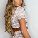 High waisted σετ με δαντέλα λευκό