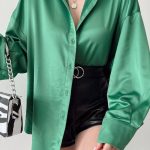 Satin πουκάμισο φόρεμα πράσινο