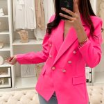 Slim line σακάκι με κουμπιά φούξια