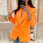 Slim line σακάκι με κουμπιά πορτοκαλί