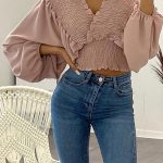 Τοπ με balloon μανίκι ροζ