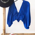 Τοπ με balloon μανίκι μπλε