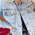 Denim μπουφάν με strass