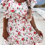 Φλοράλ φόρεμα με βολάν