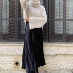 Midi σατέν φούστα μαύρη