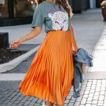 Pleated σατέν φούστα