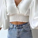 Τοπ με balloon μανίκι λευκό