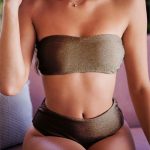 Lurex στράπλες μπικίνι bronze