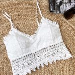Crop top με δαντέλα λευκό