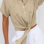 Κοντομάνικο πουκάμισο με κόμπο μπεζ