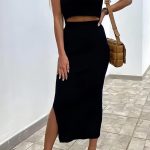 Bodycon casual σετ μαύρο