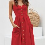 A line φόρεμα με κουμπιά κόκκινο