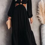 Φόρεμα με κρίκο και cut outs μαύρο