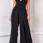 Retro cut V neck jumpsuit
