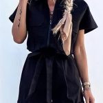 Cargo jumpsuit μίνι μαύρο