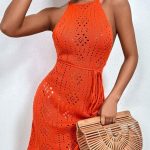 Knitted πορτοκαλί φόρεμα