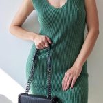 Knitted V neck φόρεμα