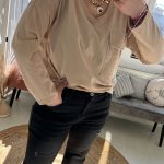 Casual μακρυμάνικο τοπ μπεζ