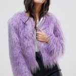 Faux fur jacket μωβ