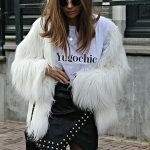 Faux fur jacket λευκό
