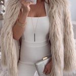 Faux fur jacket μπεζ