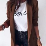 Casual stylish blazer καφέ