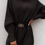 Knitted μπλουζοφόρεμα ζιβάγκο μάυρο