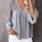 Embroidered boho πουκάμισο γκρι