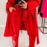 Leather cigarette pants κόκκινο