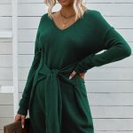 Front knot tie φόρεμα πράσινο