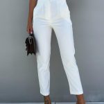 Cigarette παντελόνι με πιέτες λευκό