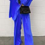 Casual σατινέ σετ μπλε