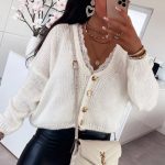 Crop ζακέτα με κουμπιά λευκή