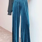 Loose βελουτέ παντελόνι μπλε