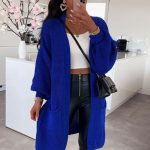 Μακρυά ζακέτα με φαρδυά μανίκια μπλε