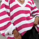 Πουλόβερ με μεγάλες ρίγες ροζ