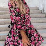 Φλοράλ μίνι A line φόρεμα