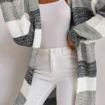 Loose ριγέ ζακέτα