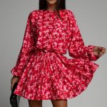 Μίνι φλοράλ A line φόρεμα
